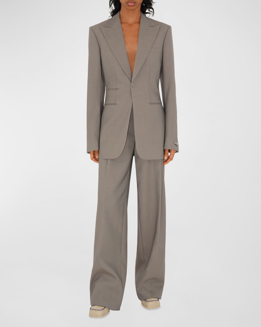 Burberry Single Breasted Wool Blazer Jacket Neiman Marcus