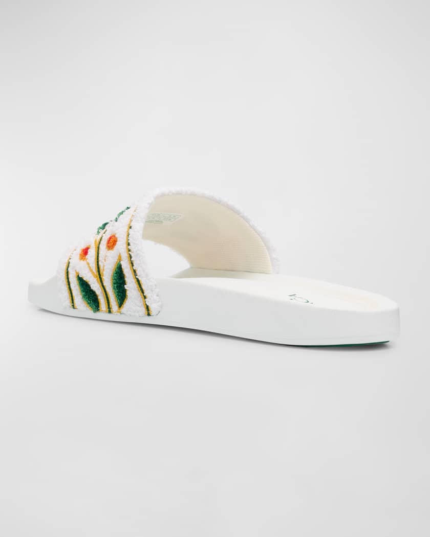 Men's Embroidered Cotton Slide Sandals