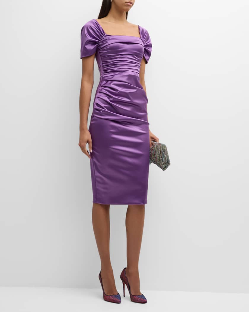 Chiara Boni La Petite Robe Ruched Square Neck Bodycon Midi Dress