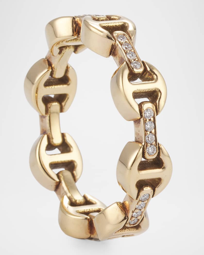 Hoorsenbuhs 18K Yellow Gold Dame Tri-Link Diamond Bridge Ring