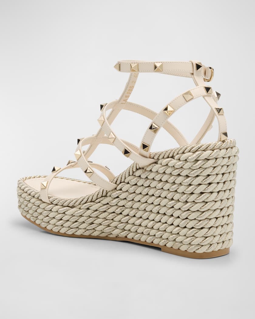 Rockstud Caged Wedge Espadrille Sandals