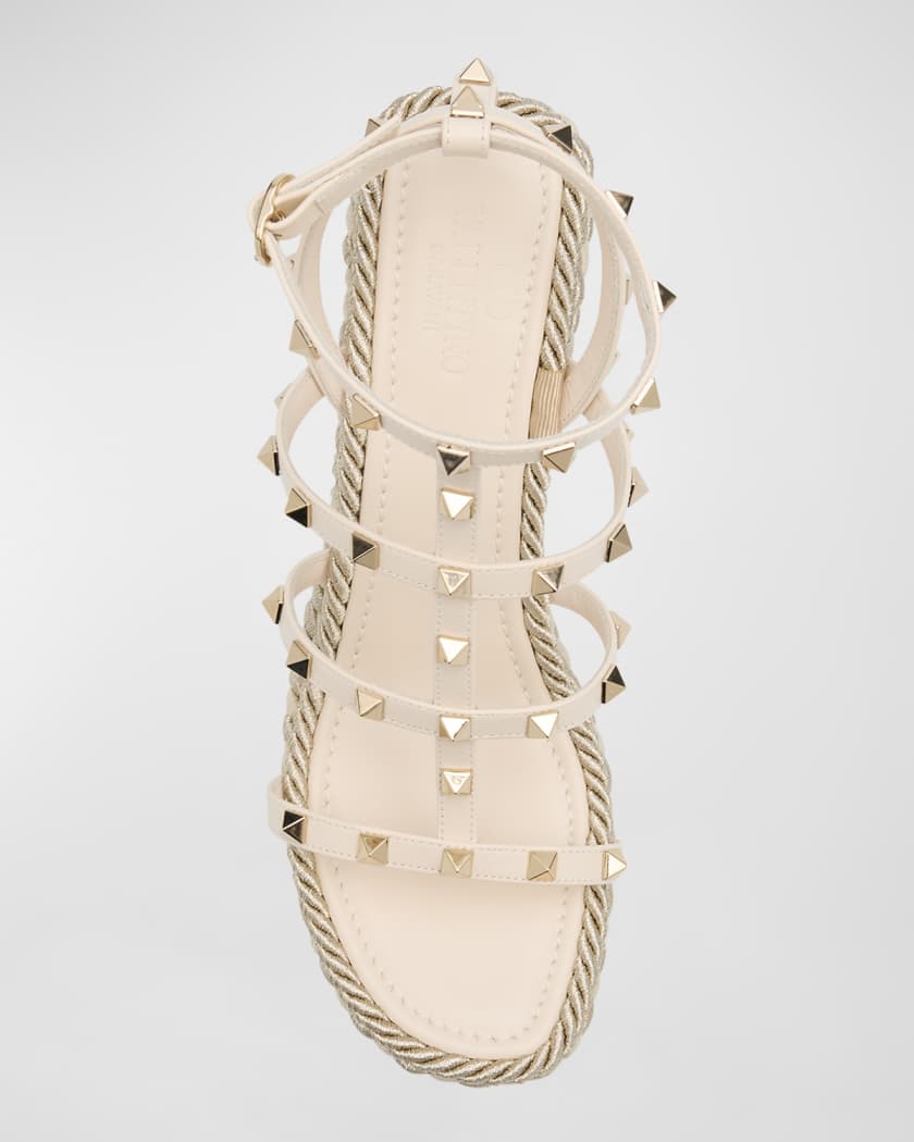 Rockstud Caged Wedge Espadrille Sandals