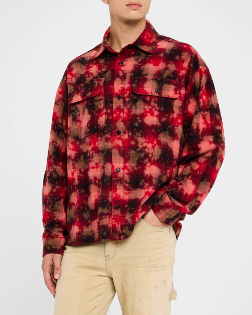 Men's Curved-Logo Check Sport Shirt