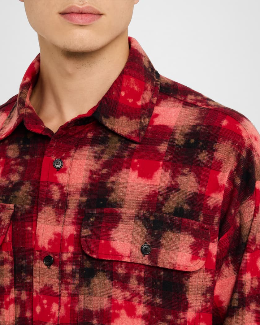 Men's Curved-Logo Check Sport Shirt