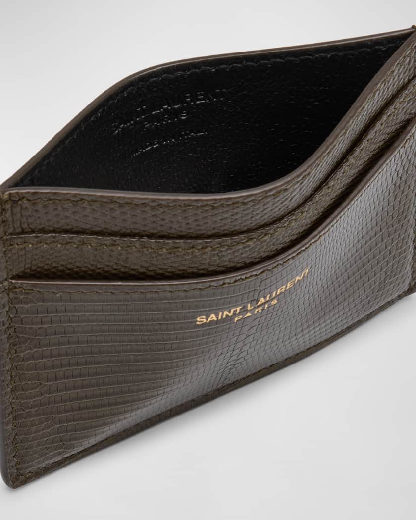 Men's Card Holder in Lizard-Effect Leather