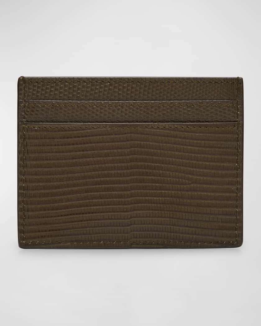 Men's Card Holder in Lizard-Effect Leather
