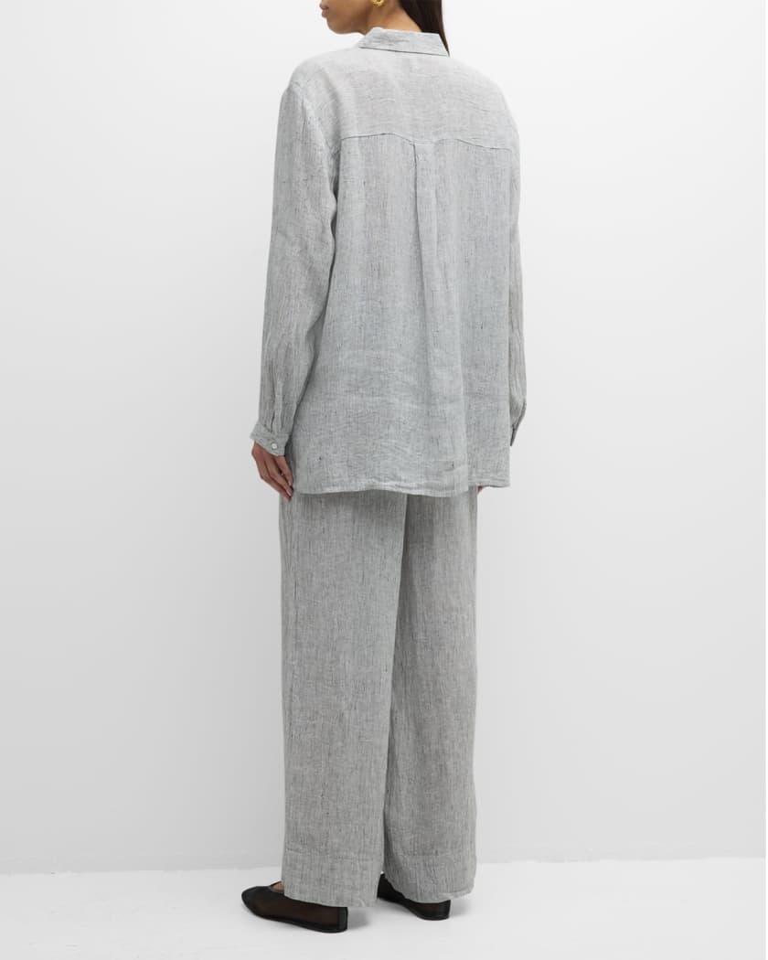 Eileen Fisher Organic Linen Single Pleat Wide Leg Pull-On Pants