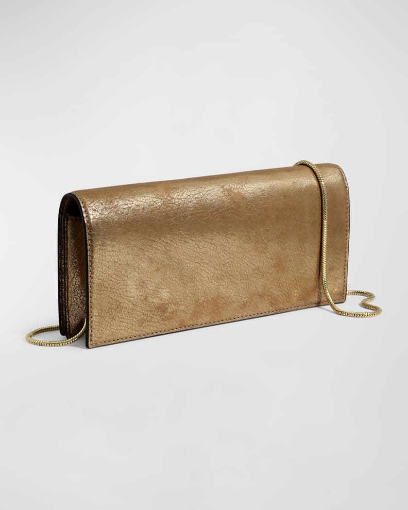 Twisted Metallic Leather Clutch Bag