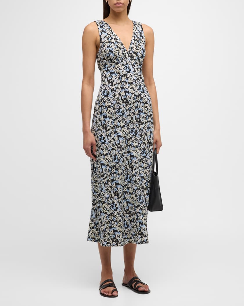 Audrina Floral Crepe Midi Dress