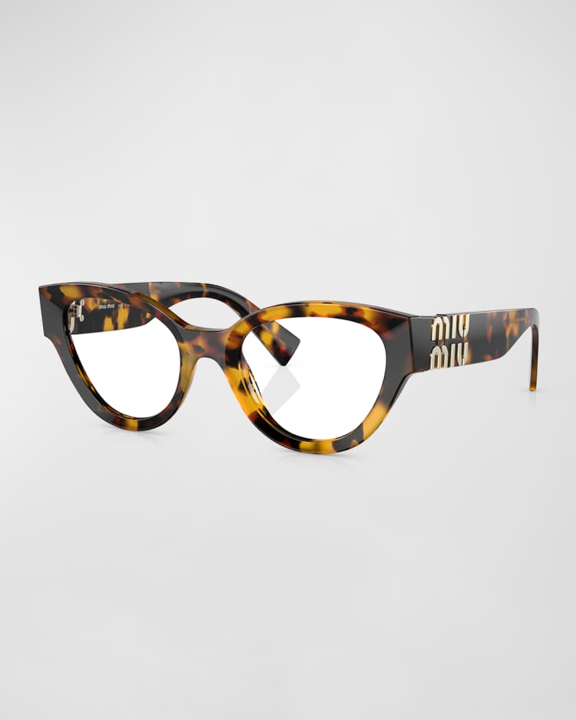 Miu Miu Logo Acetate Plastic Round Glasses Neiman Marcus