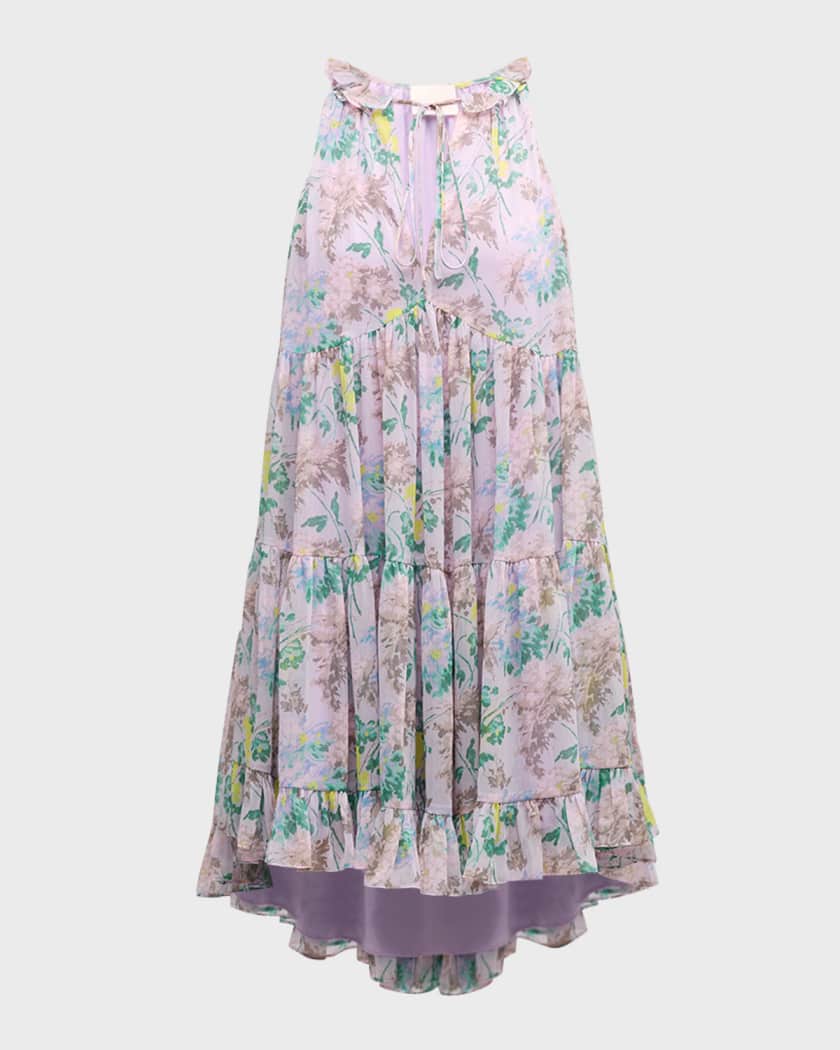 Cinq a Sept Phyllis Light Washed Floral Sleeveless Mini Dress