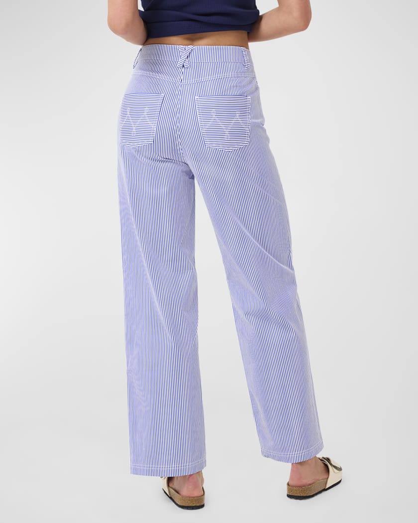 Twill Pajama Pants - Light blue/striped - Ladies