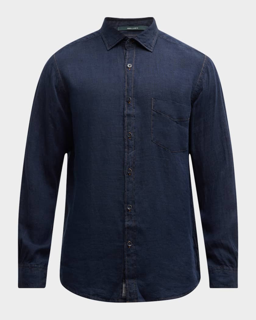 indigo blue mens dress shirt Adaptive Indigo Flannel Shirt Combo Layering Piece with Magnetic Closures Indigo / 4XL main image 0