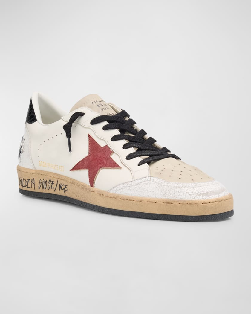 Men's Ballstar Crackle-Heel Leather Low-Top Sneakers