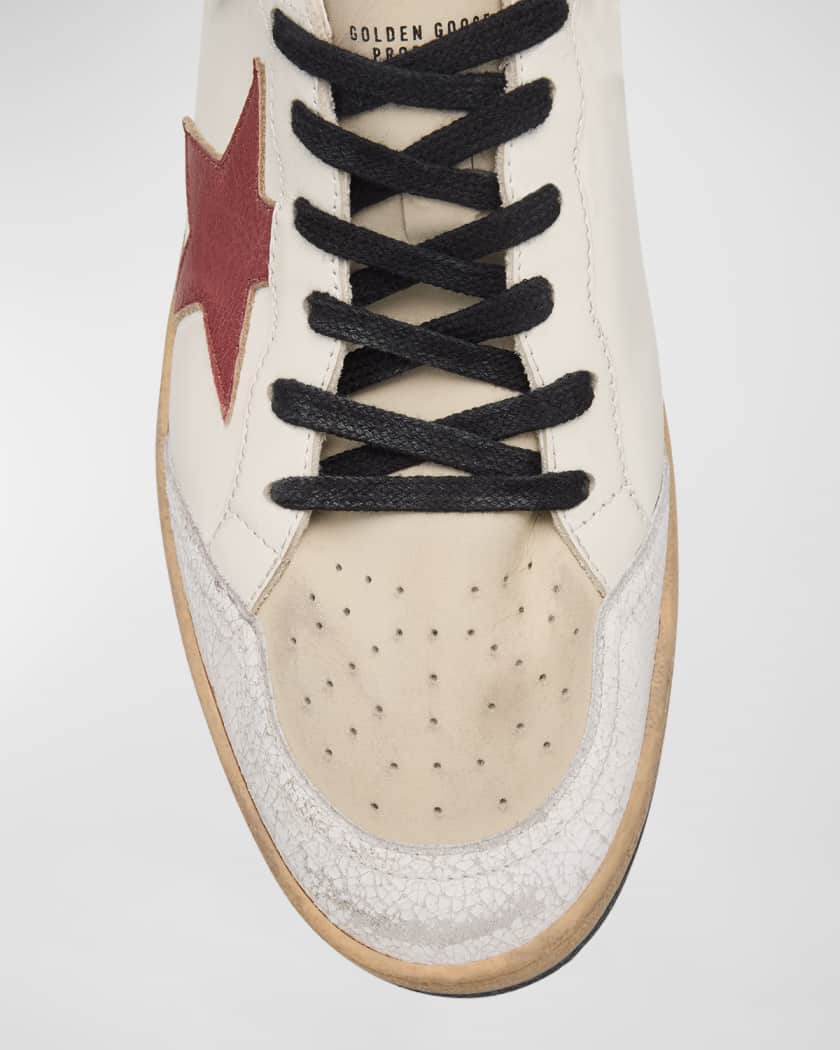 Men's Ballstar Crackle-Heel Leather Low-Top Sneakers