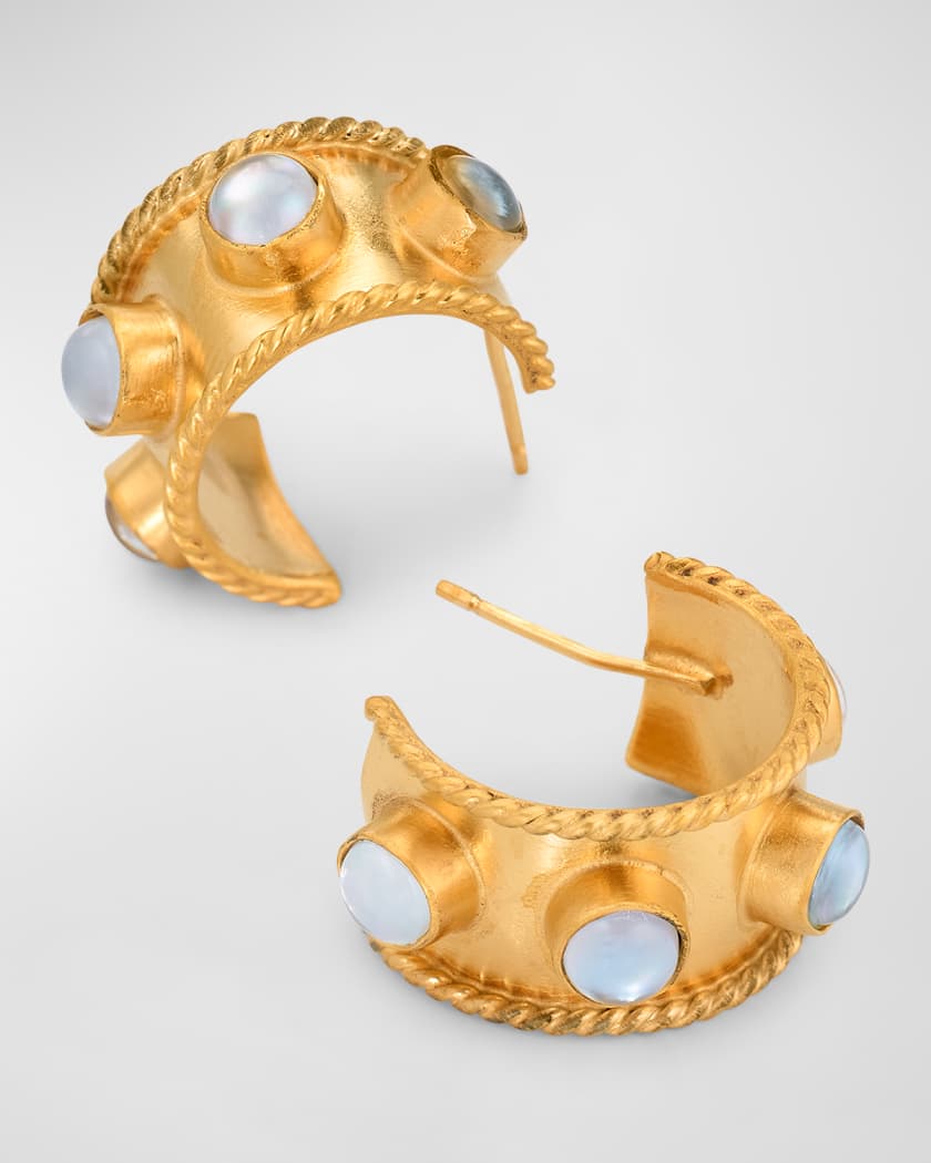 18K Gold-Plated Mother-of-Pearl Huggie Hoop Earrings