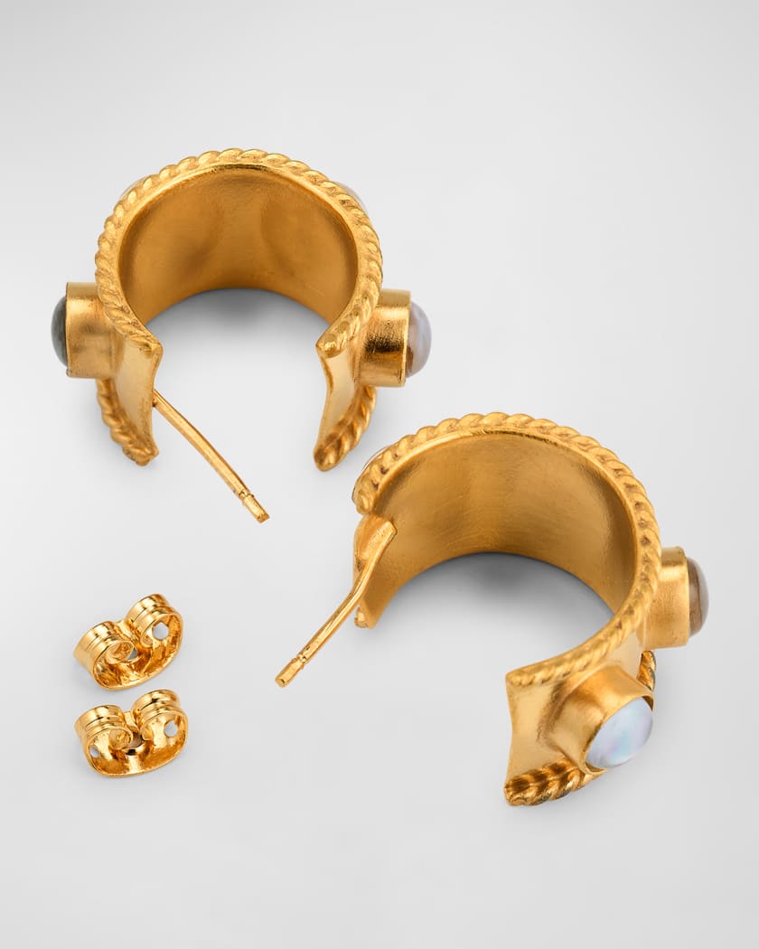 18K Gold-Plated Mother-of-Pearl Huggie Hoop Earrings
