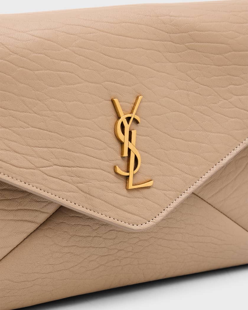 Large YSL Envelope Pouch Clutch Bag in Leather 