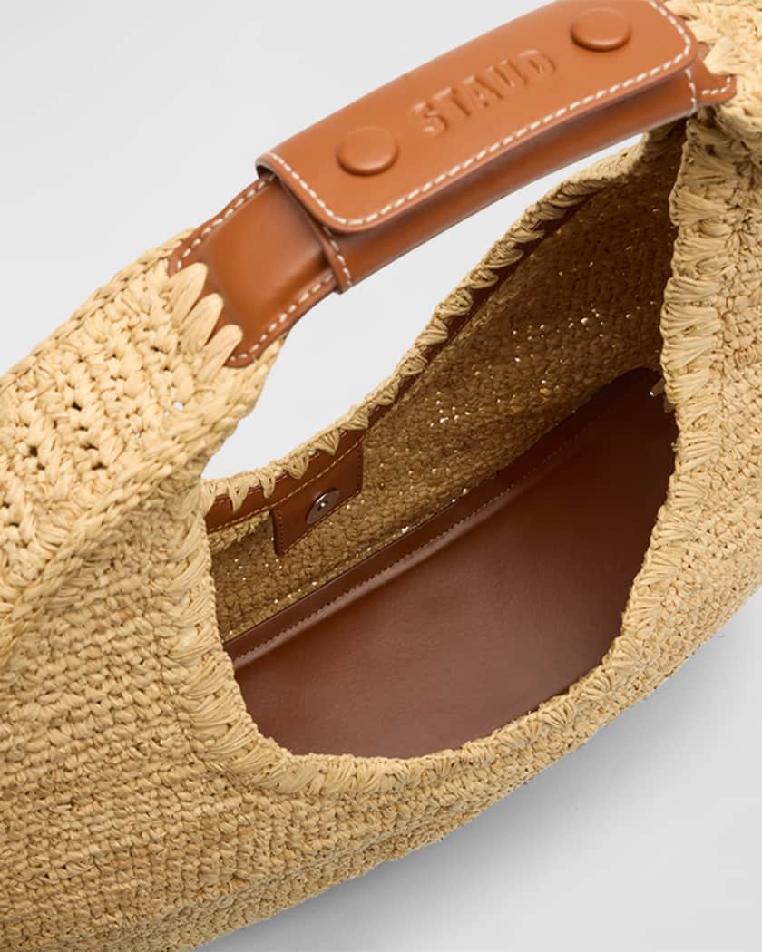 Large Moon Raffia Tote Bag