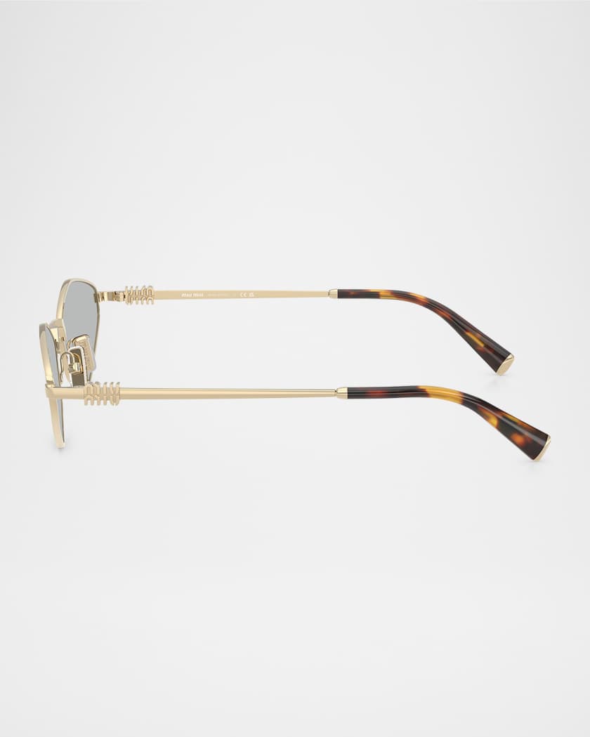 Metal Geometric Oval Sunglasses 