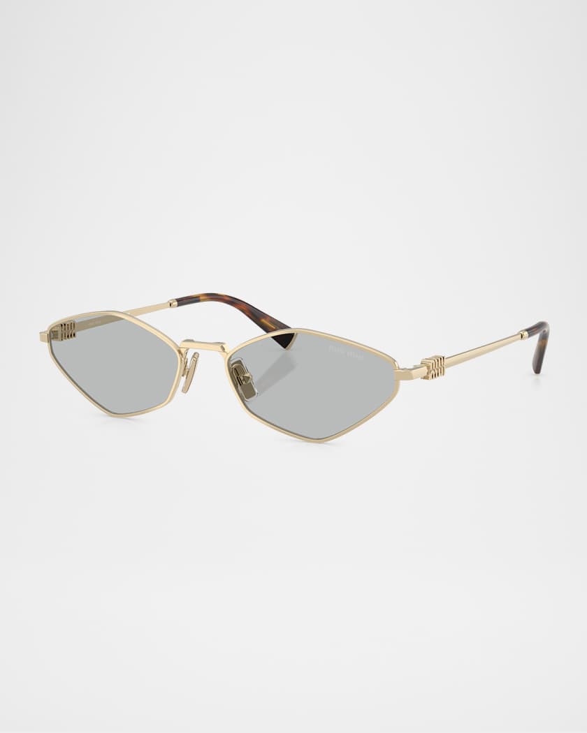 Metal Geometric Oval Sunglasses 