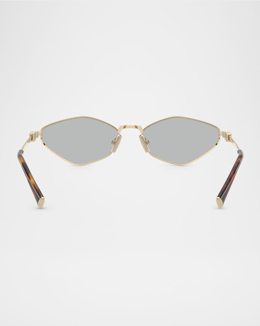 Metal Geometric Oval Sunglasses 