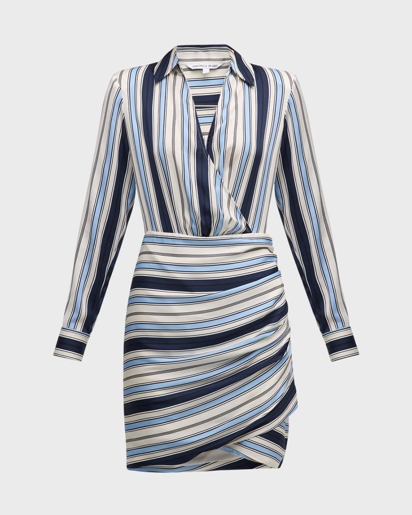 Veronica Beard Arceli Stretch Silk Long Sleeve Mini Dress Neiman