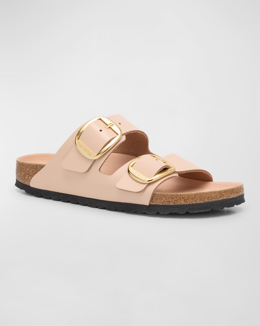Arizona Leather Dual-Buckle Slide Sandals