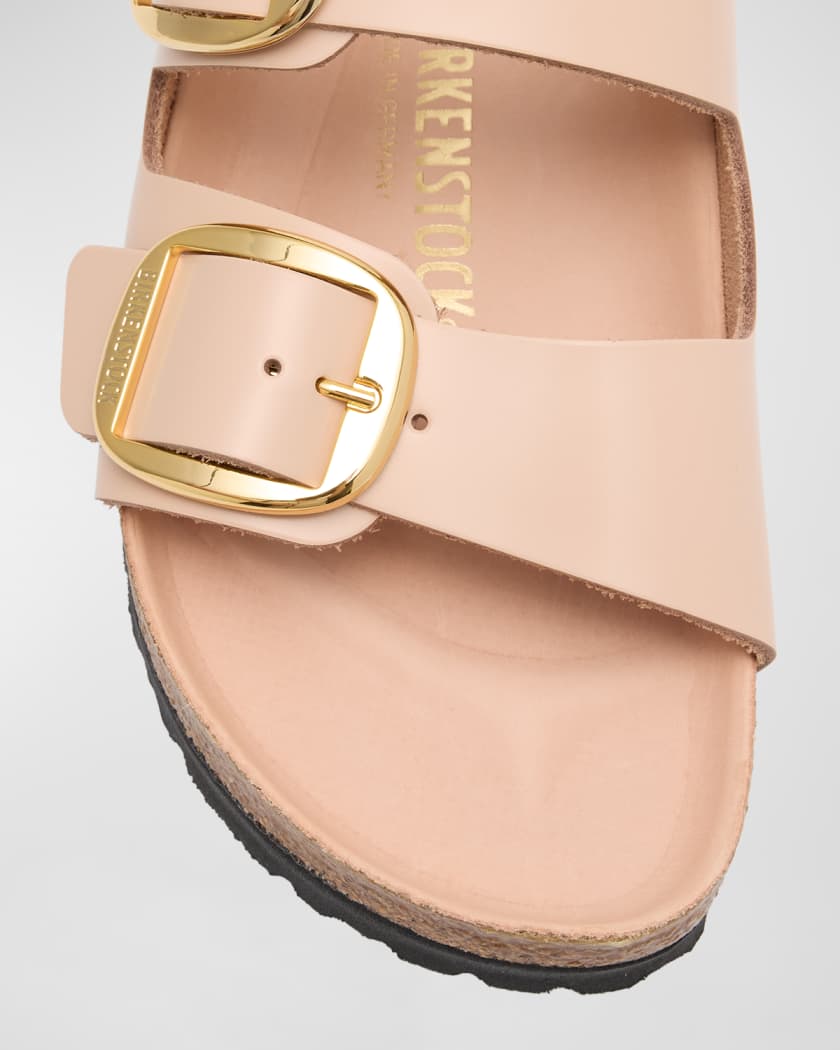 Arizona Leather Dual-Buckle Slide Sandals