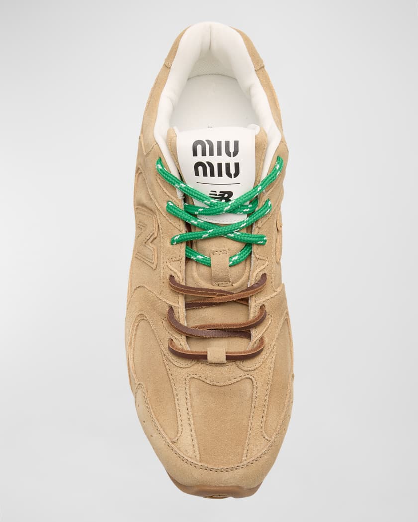 Miu Miu x New Balance Tonal Suede Double Lace Sneakers | Neiman Marcus
