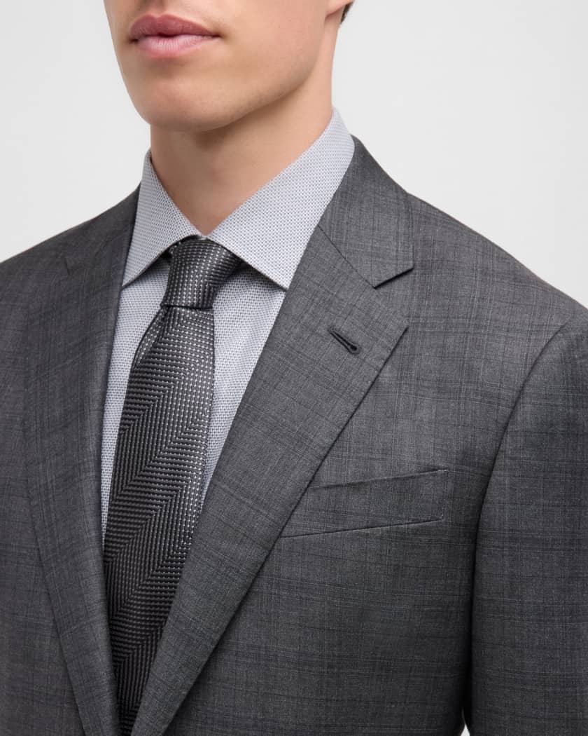 Giorgio Armani Men s Brushed Wool Plaid Classic Fit Suit Neiman Marcus