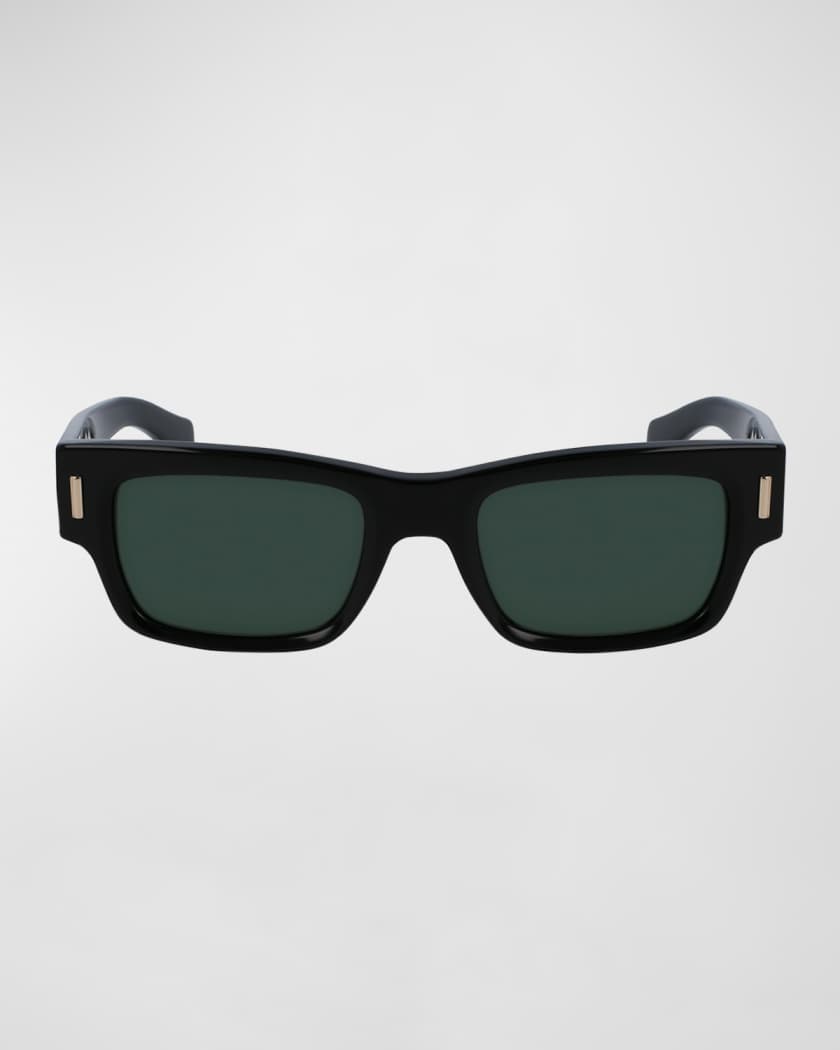Men's Rivets Acetate Rectangle Sunglasses, 53mm