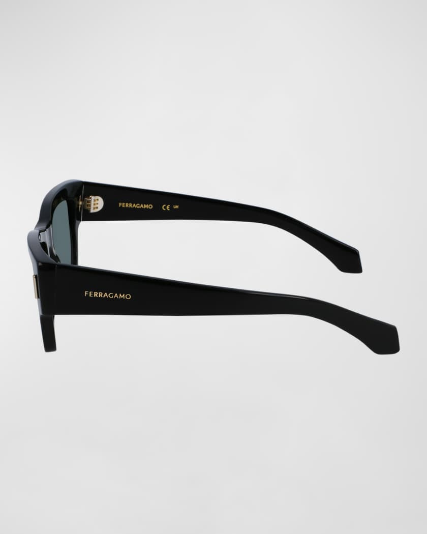Men's Rivets Acetate Rectangle Sunglasses, 53mm