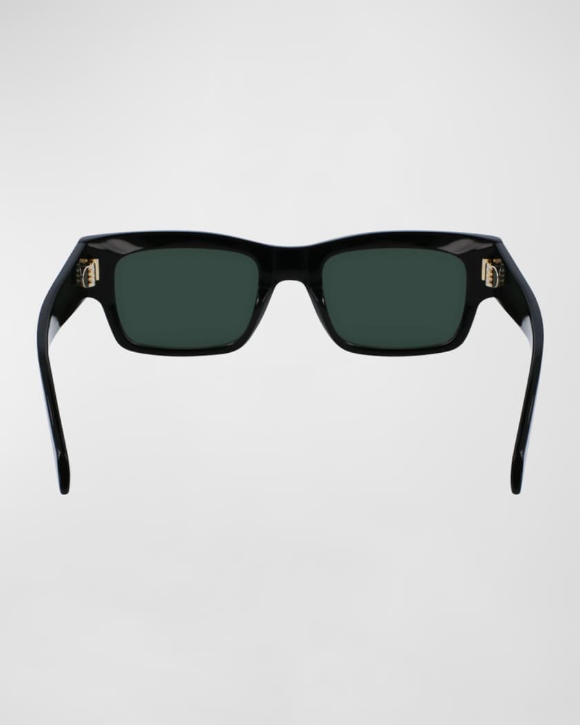 Men's Rivets Acetate Rectangle Sunglasses, 53mm