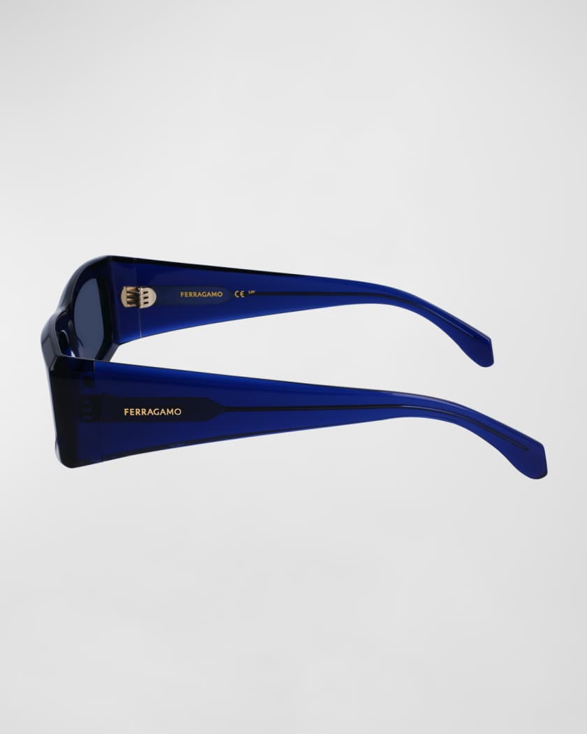 Men's Classic Logo Acetate Rectangle Sunglasses, 57mm