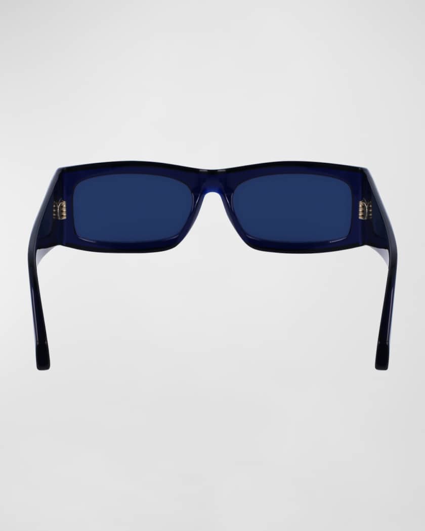 Men's Classic Logo Acetate Rectangle Sunglasses, 57mm