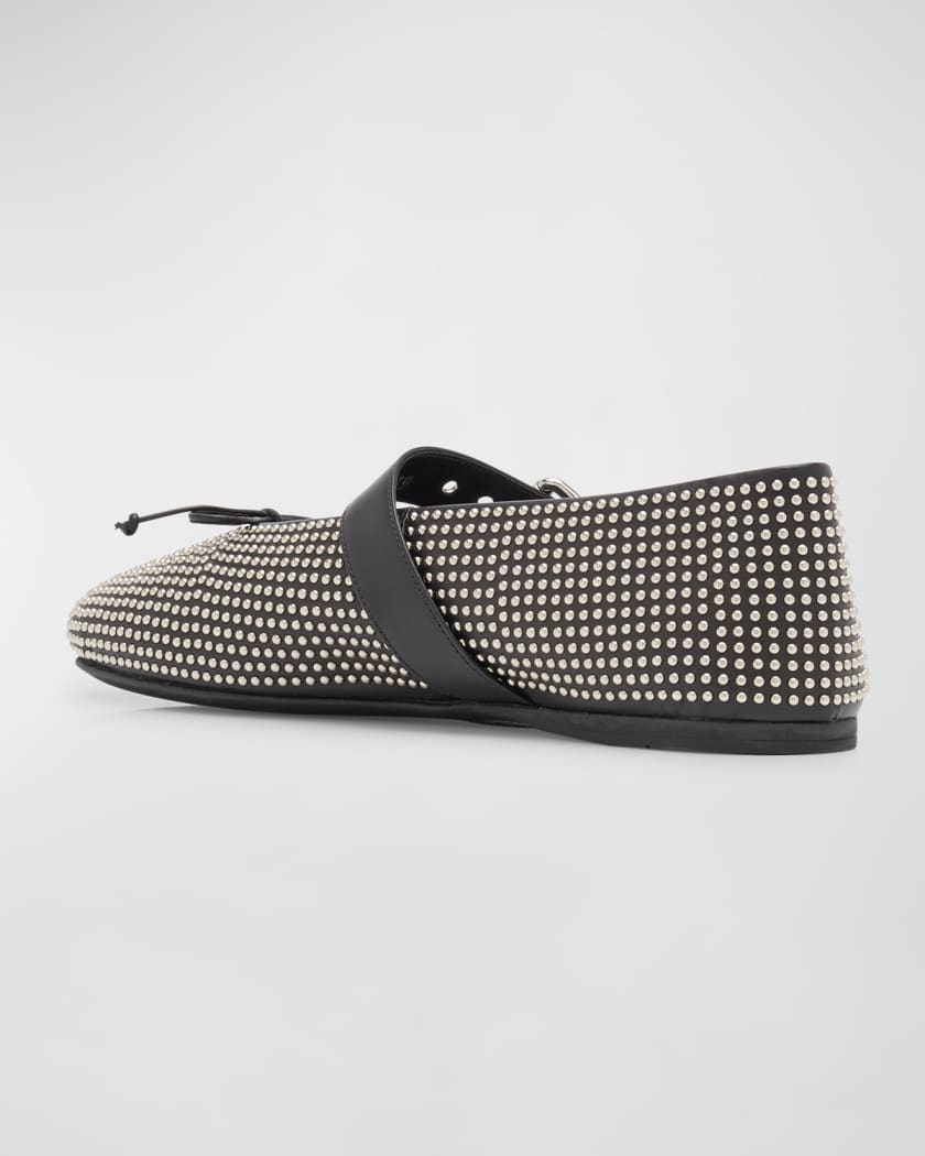 Studded Leather Ballerina Flats 