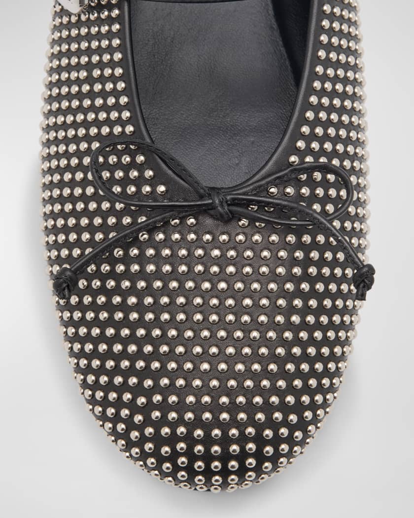 Studded Leather Ballerina Flats 