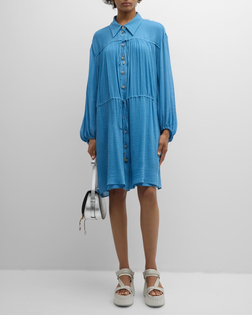 Chloe x High Summer Silk Button-Front Mini Dress with Tie Waist | Neiman  Marcus