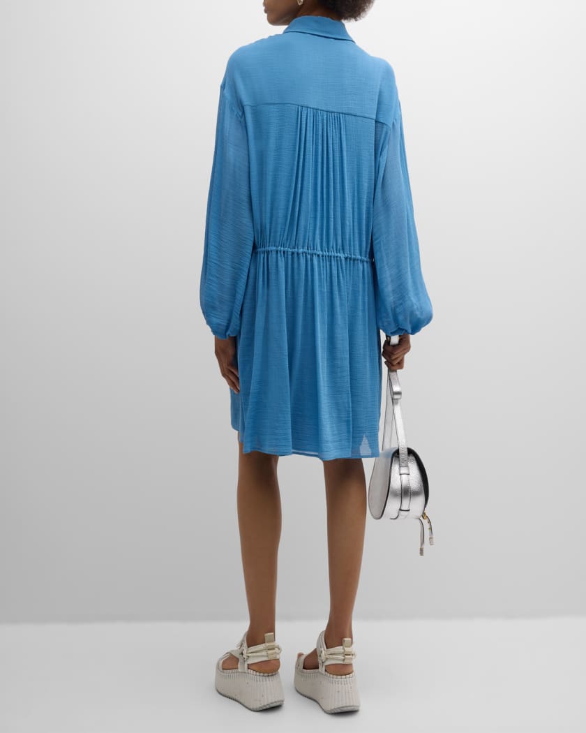 Chloe x High Summer Silk Button Front Mini Dress with Tie Waist Neiman Marcus