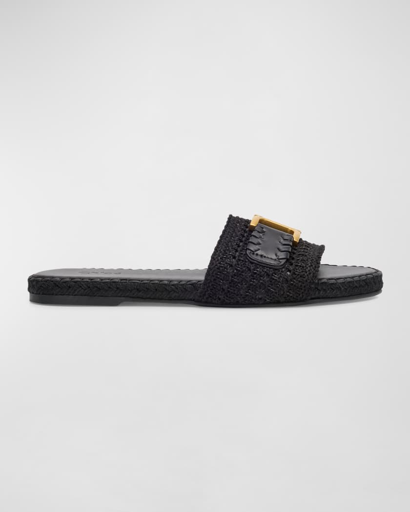 Chloe x High Summer Marcie Crochet Buckle Slide Espadrilles Neiman Marcus