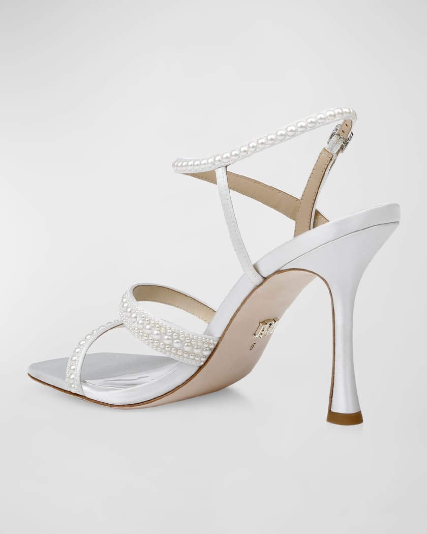 Brynlee Pearly Silk Ankle-Strap Sandals