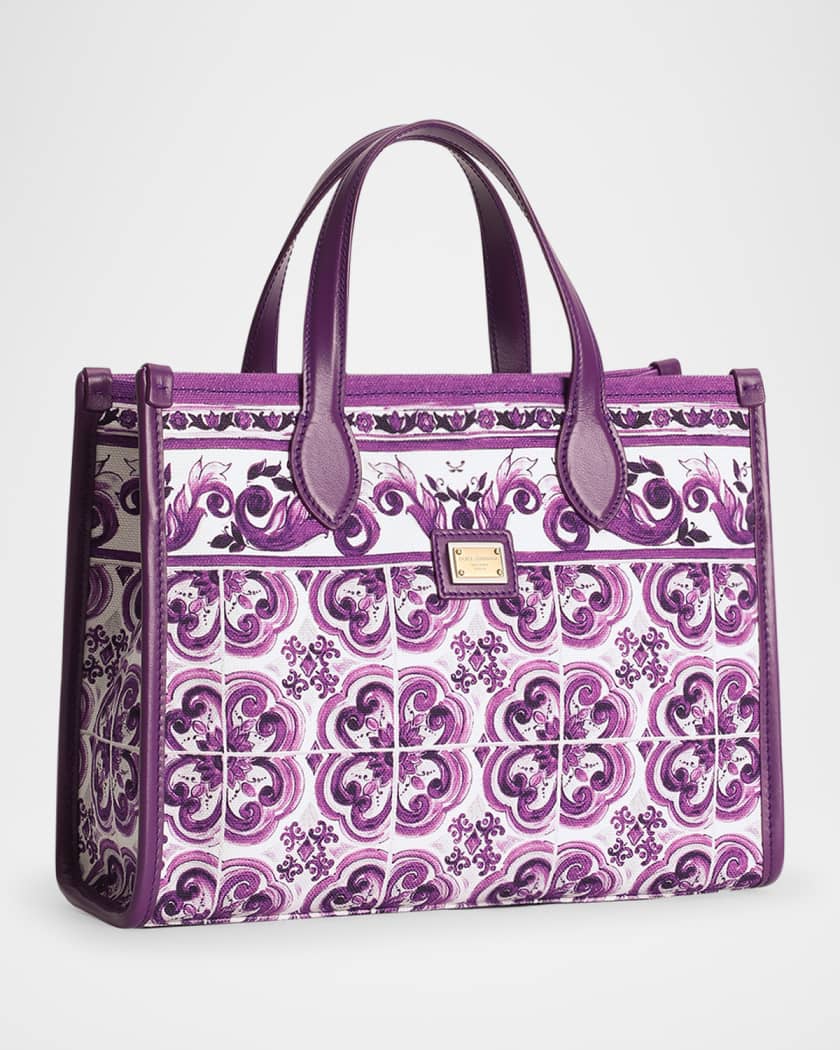 Girl's Canvas Majolica-Print Tote Bag