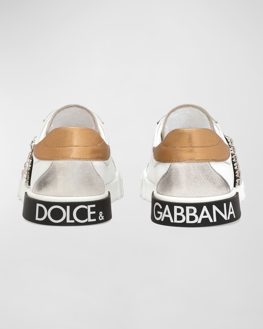 Girl's Embellished Logo Leather Sneakers, Toddlers/Kids