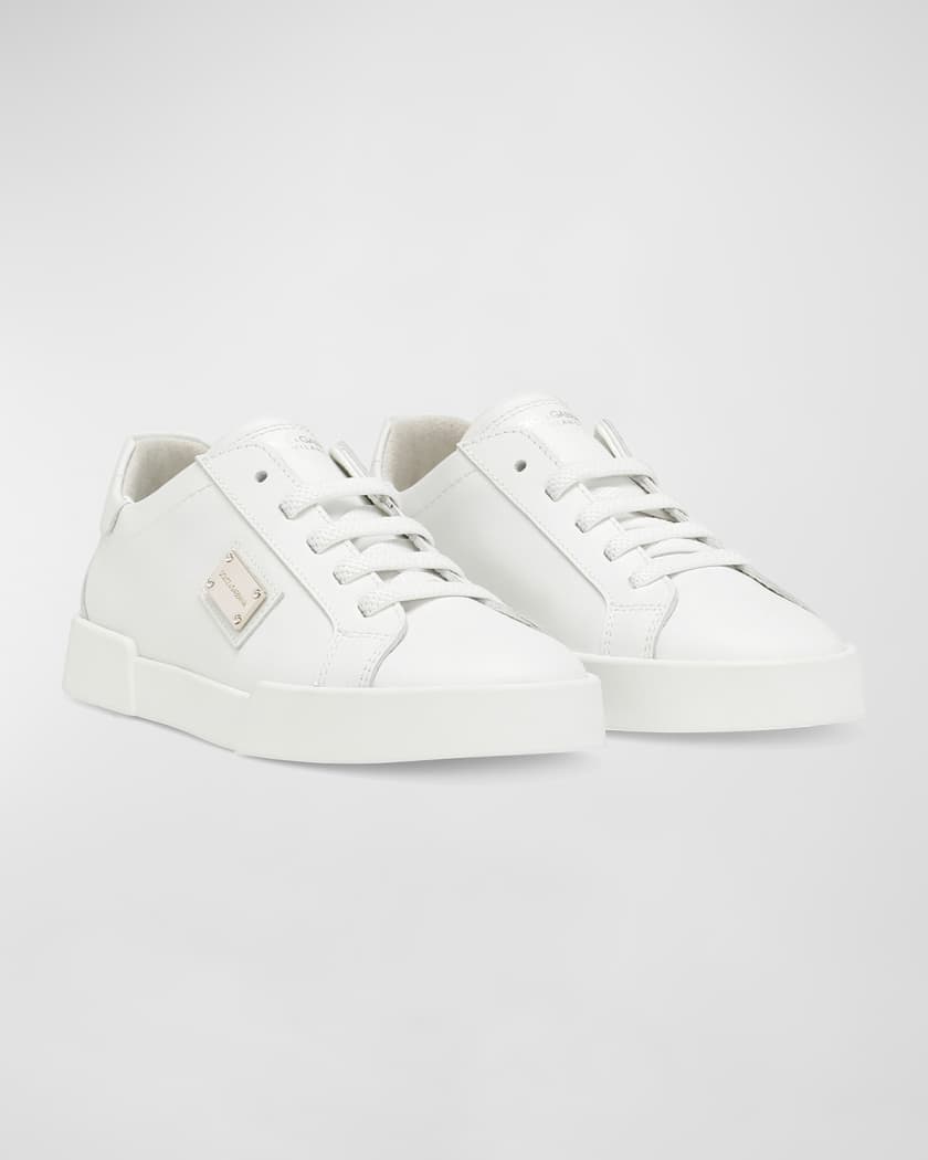  Kid's Logo Plaque Leather Sneakers, Toddlers/Kids
