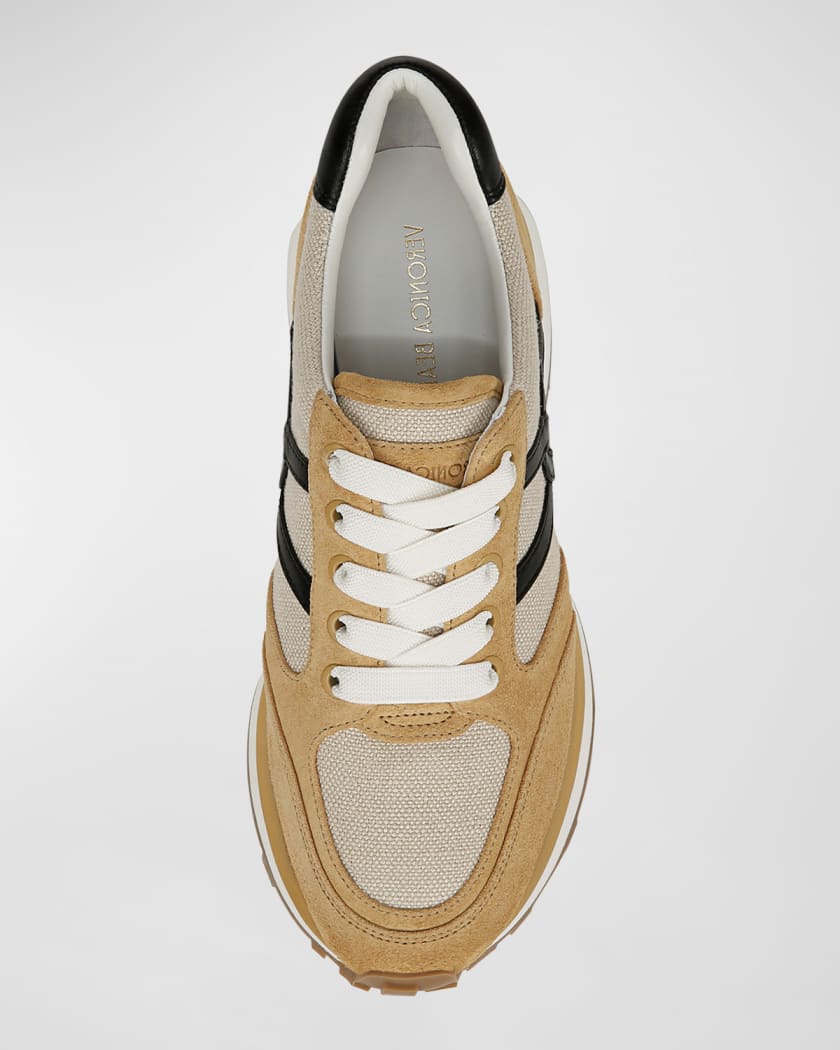Valentina Mixed Leather Retro Sneakers