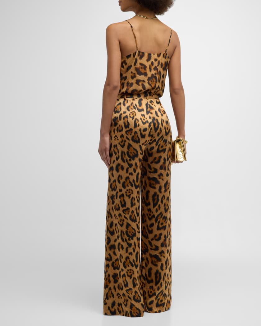 L Agence Pilar Leopard Silk Wide Leg Pants Neiman Marcus