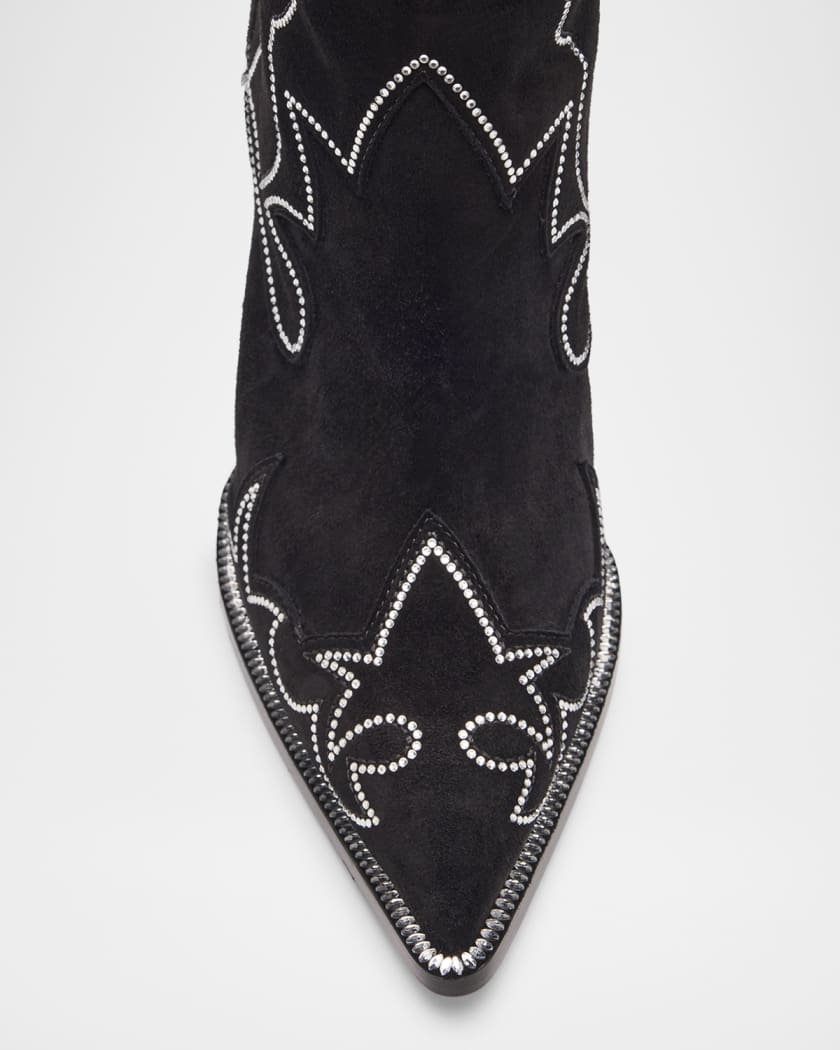 Santia Suede Strass Red Sole Western Boots
