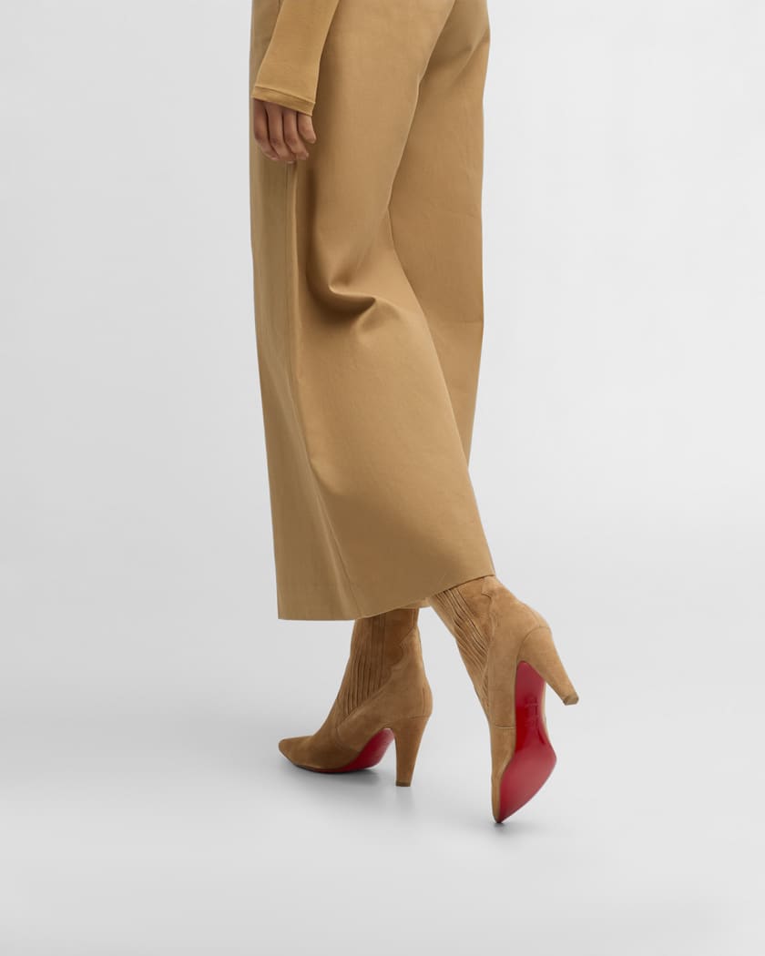 Suede Stiletto Red Sole Chelsea Booties