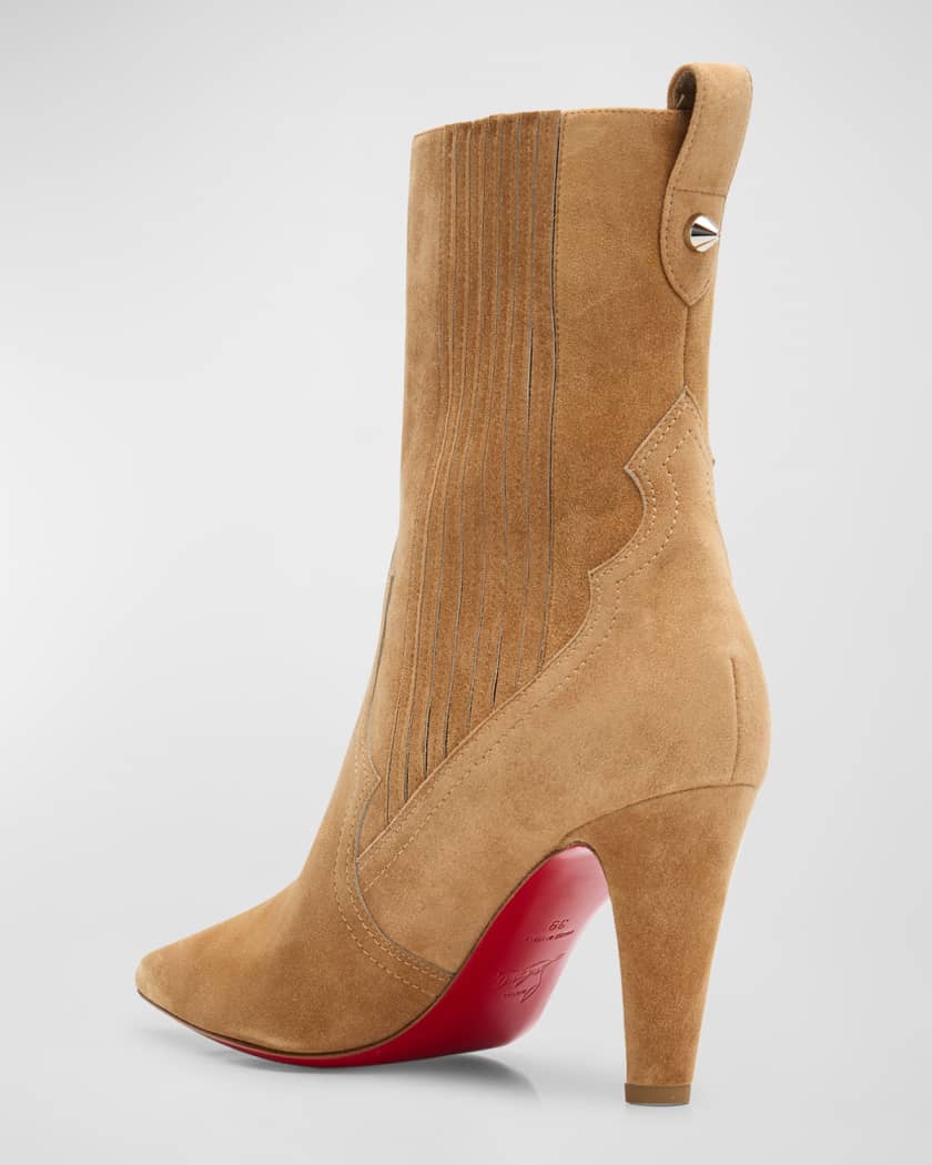 Suede Stiletto Red Sole Chelsea Booties